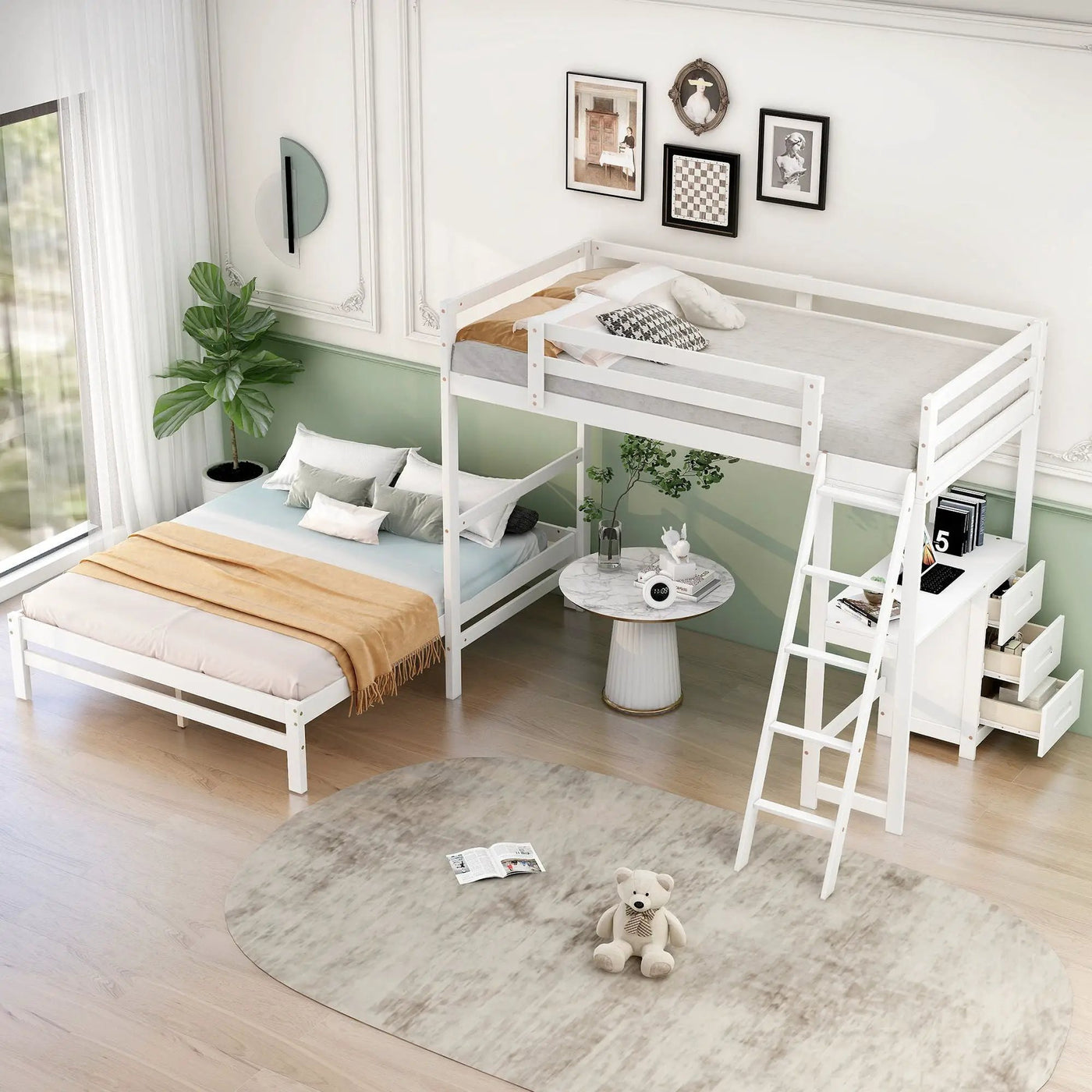 Bunk Bed With Built In Desk And 3 Drawers by HouseOfZazla