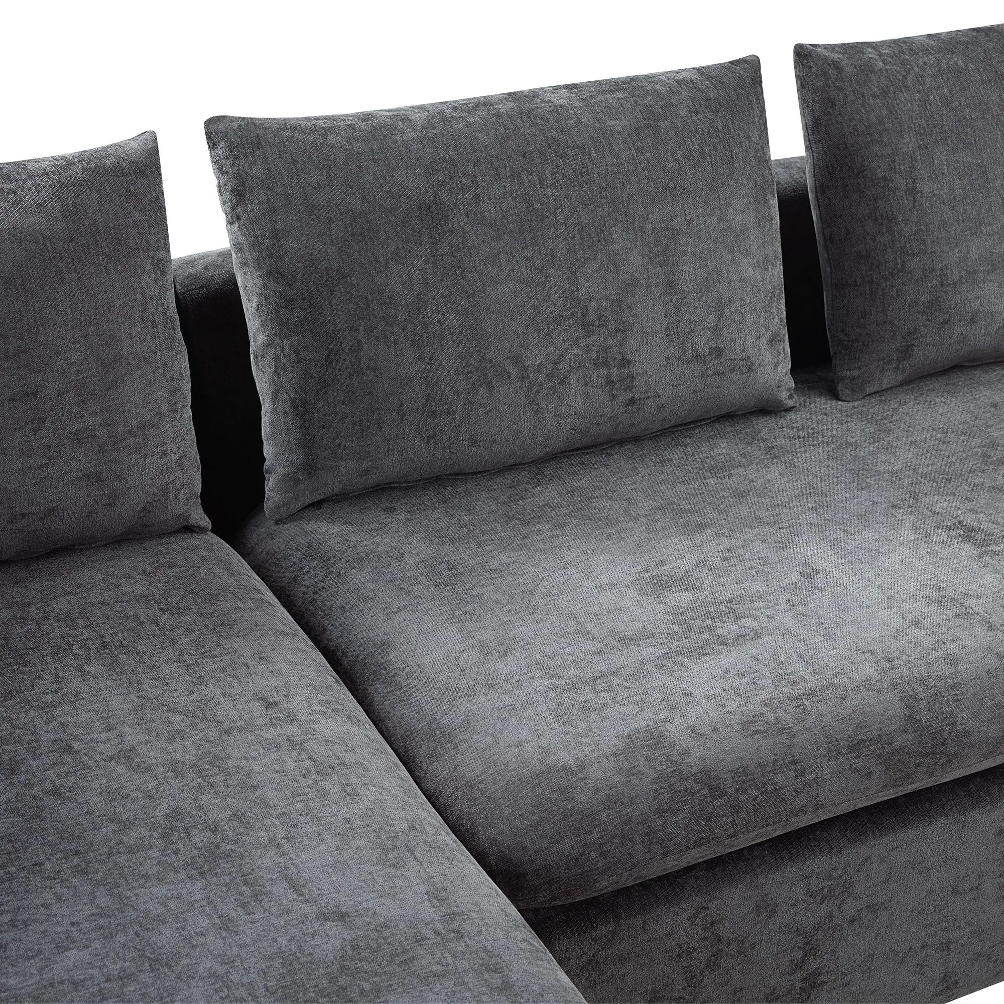 Modern L Shaped Sectional Sofa With Upholstery And Wooden Storage by HouseOfZazla