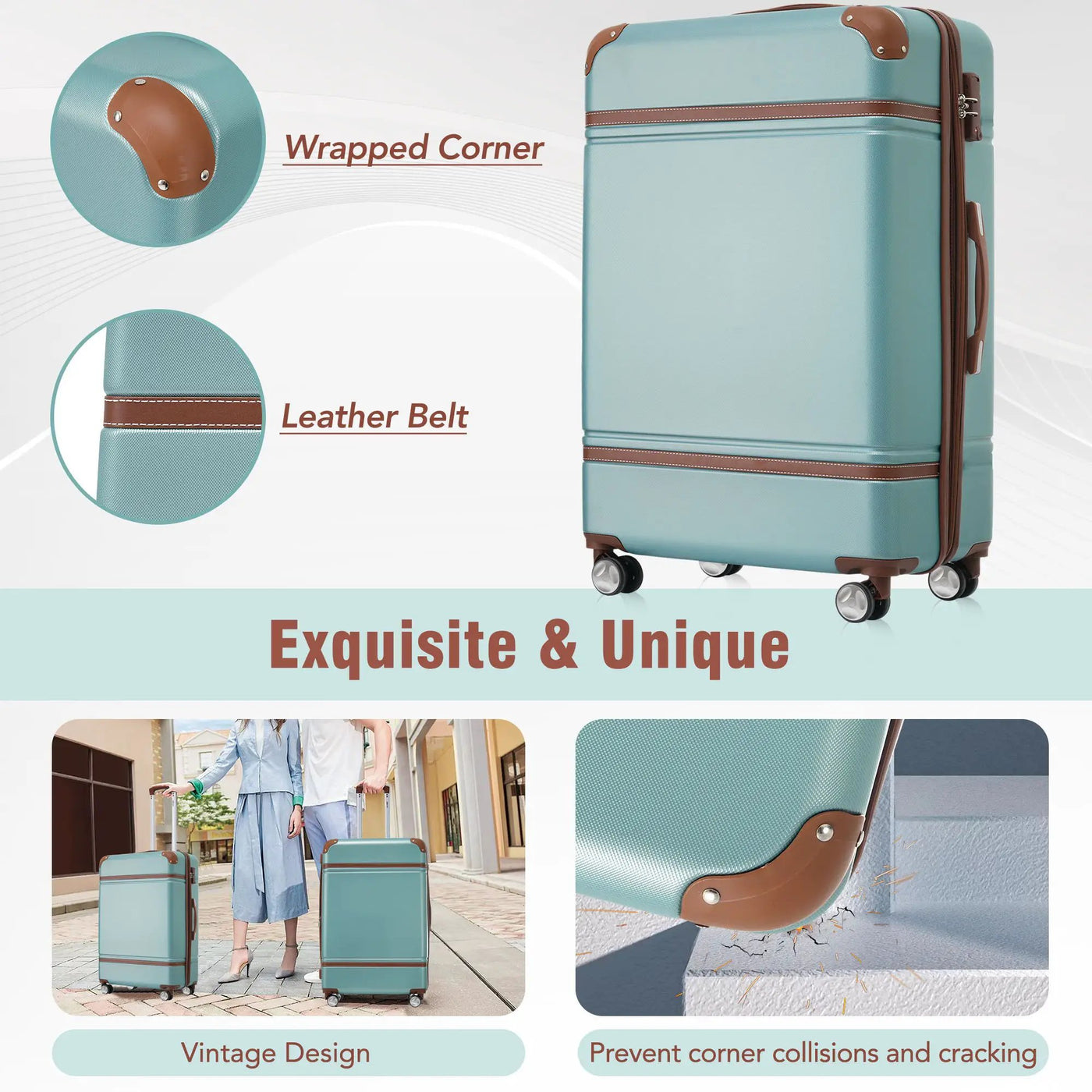 Hardshell Luggage Sets 3 Pieces 20" / 28" Luggages And Cosmetic Case Spinner Suitcase With Tsa Lock Lightweight by HouseOfZazla