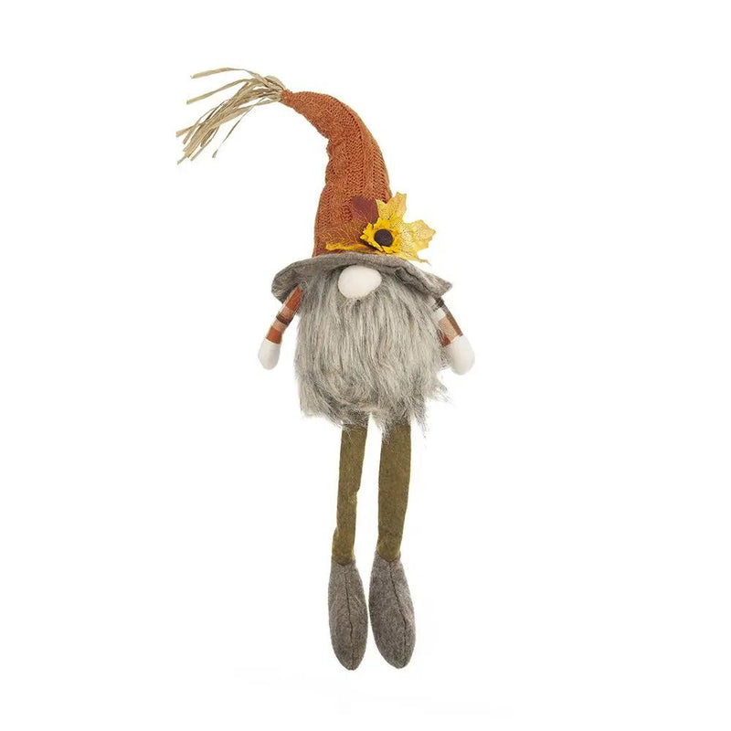 Sitting Gnome With Maple Leaf On Hat, For Holiday Harvest Festival Fall Festival & Thanksgiving Table Decorations (Set of 2) - Orange Multi by HouseOfZazla