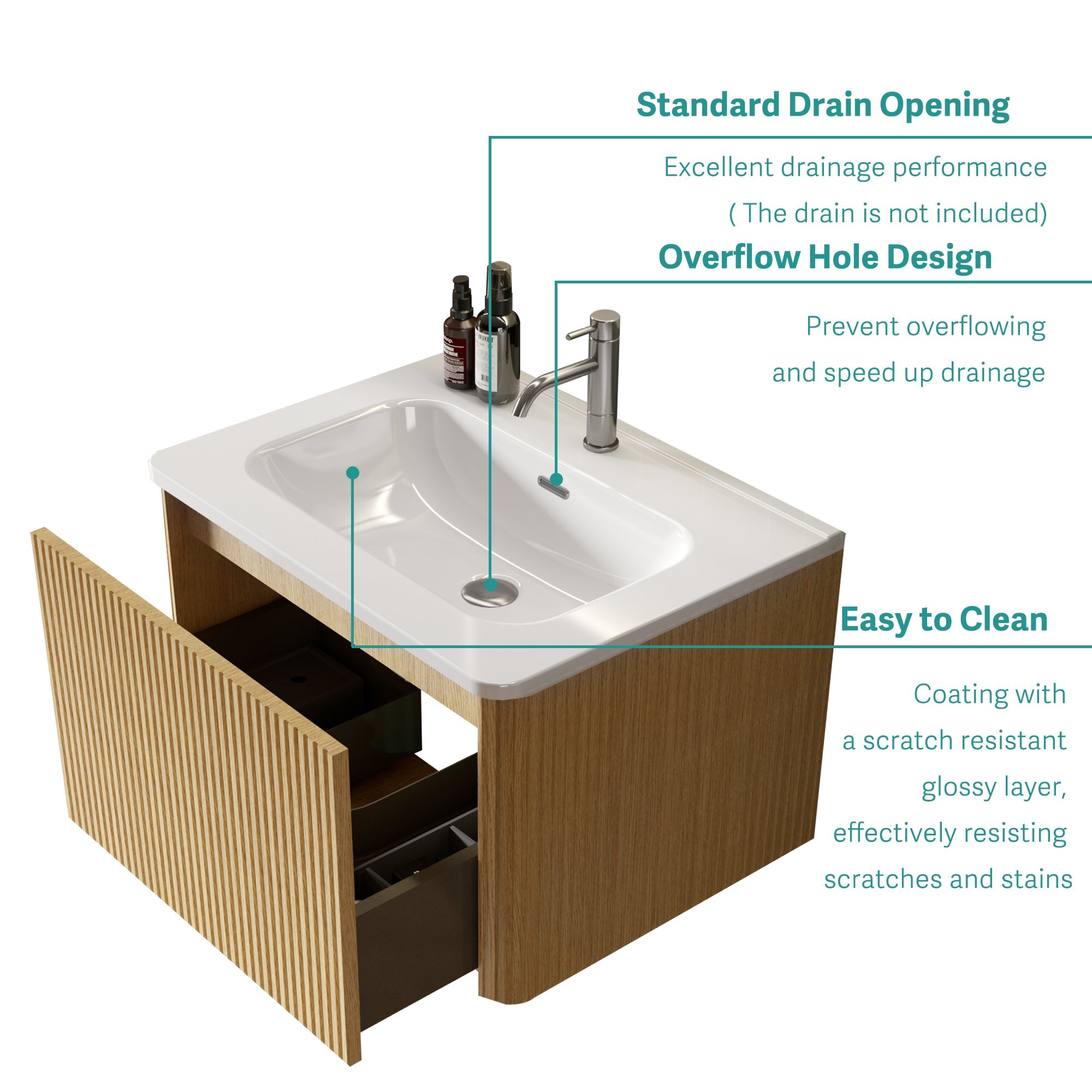 Glossy White Ceramic Integrated Sink by HouseOfZazla