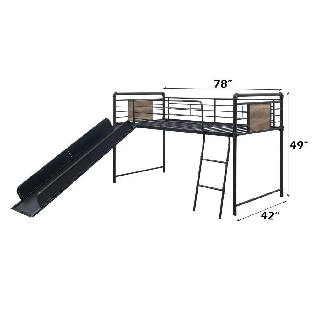 Cordelia - Twin Loft Bed With Slide - Antique Oak, Sandy Black & Dark Bronze Hand-Brushed by Unique Piece Furniture