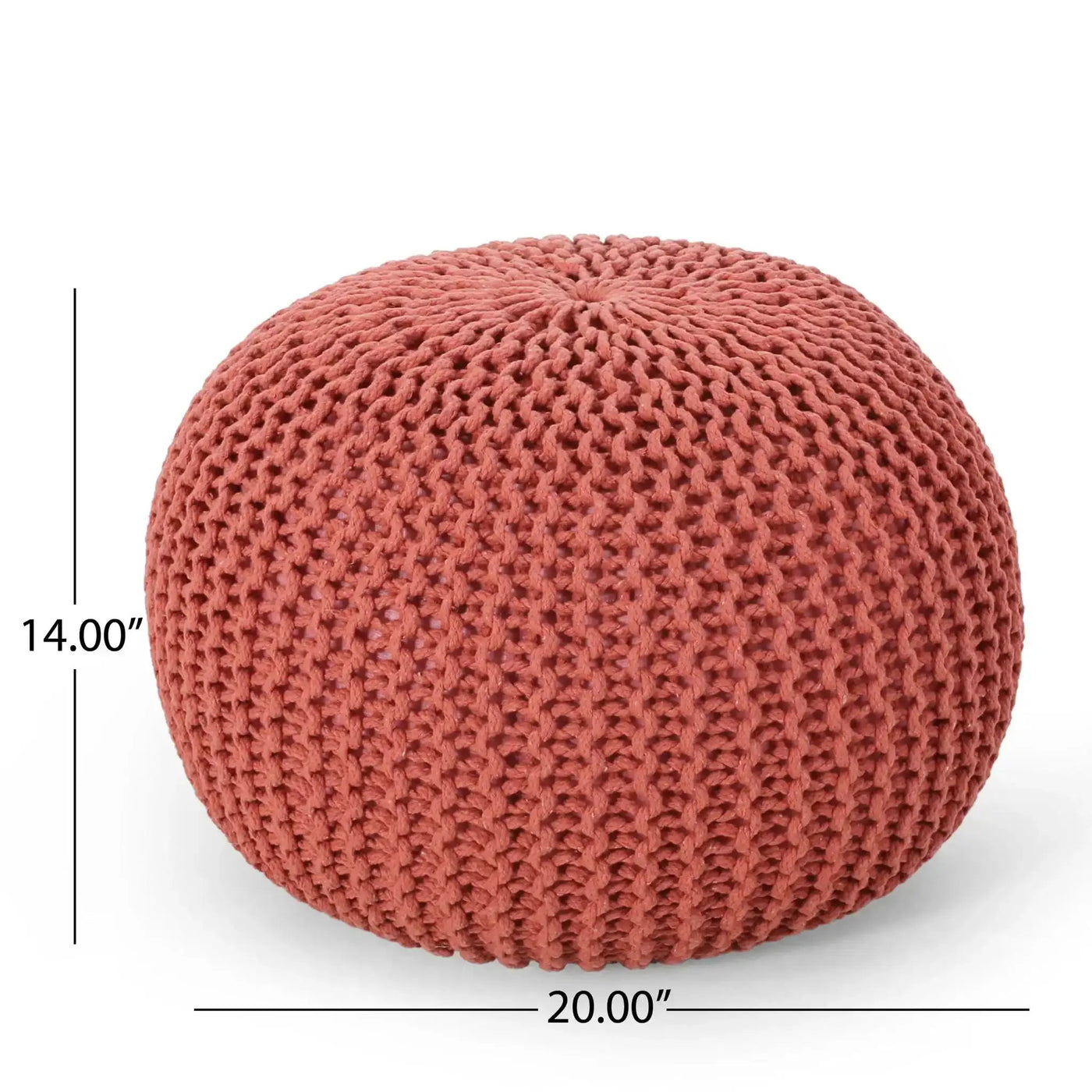 Bordeaux Knitted Cotton Round Pouf Ottoman Floor Cushion by HouseOfZazla
