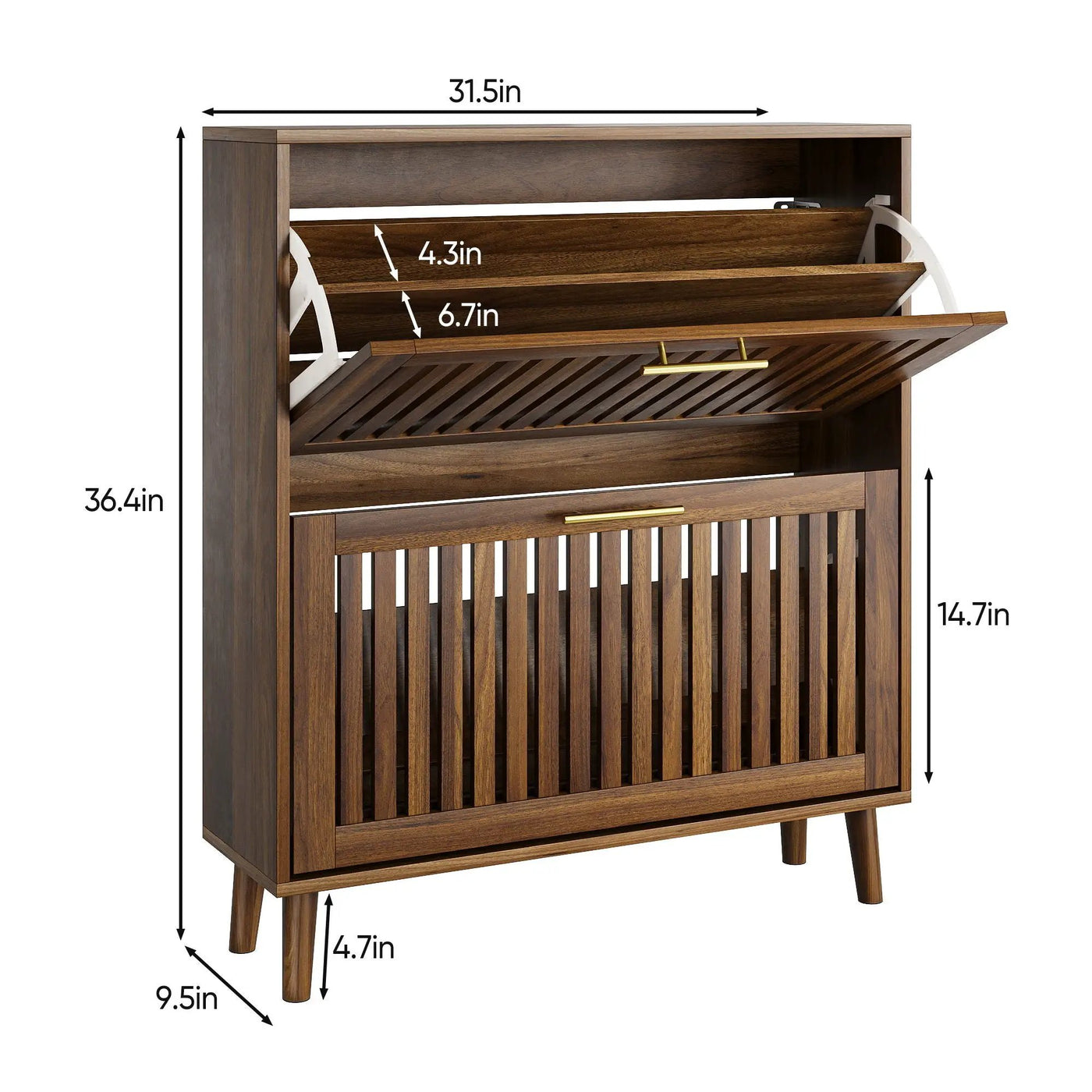 Medieval Modern Shoe Cabinet With 2 Flip Drawers And Fence Design by HouseOfZazla