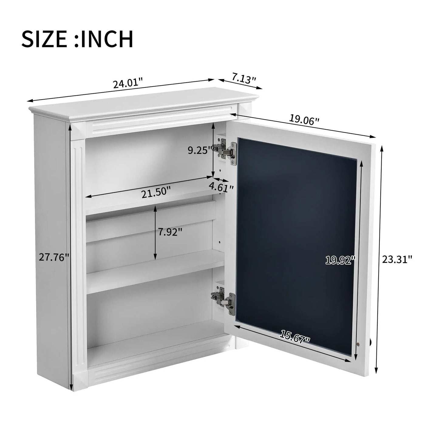 Wall Mounted Bathroom Storage Cabinet With Mirror, Medicine Cabinet With Height Adjustable Shelf by HouseOfZazla