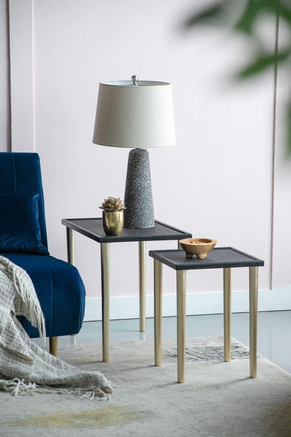 Side Tables (Set of 3) - Black / Gold by HouseOfZazla