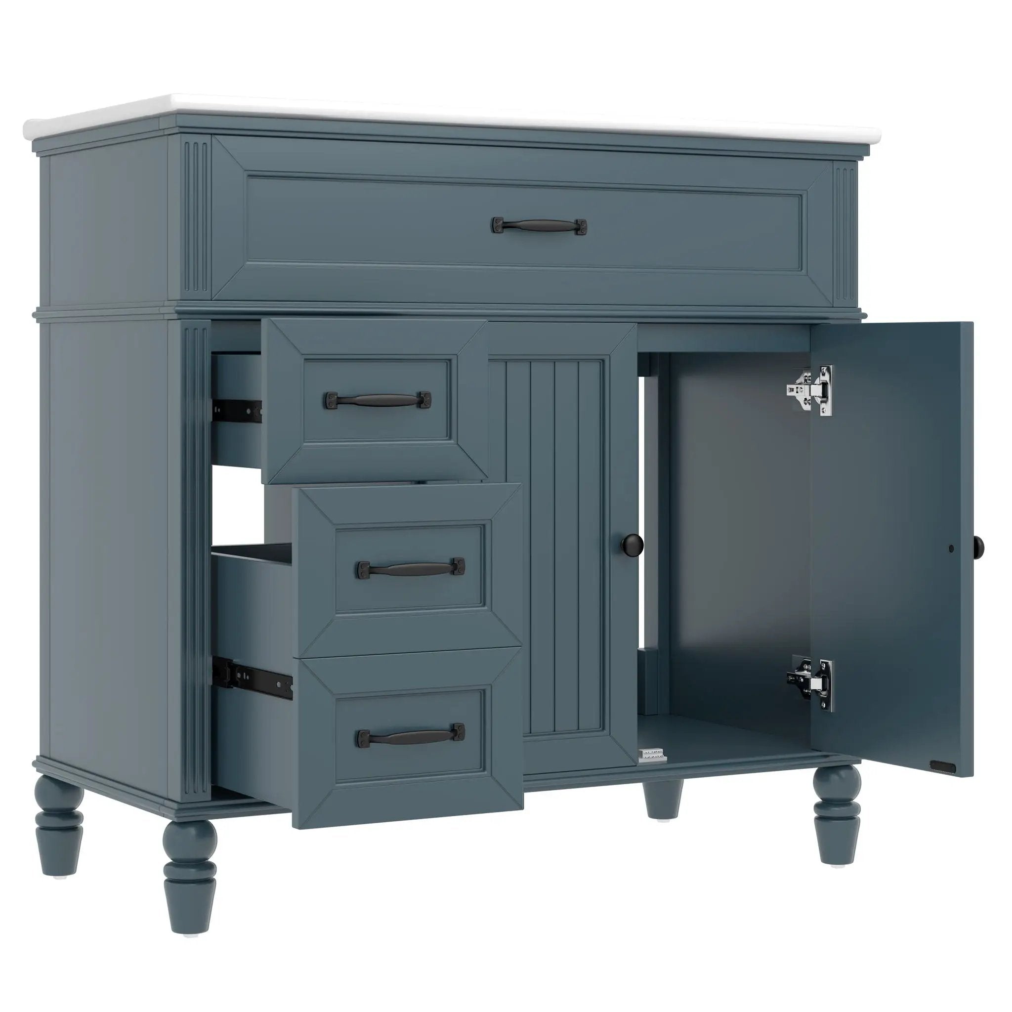 Bathroom Vanity With Sink, 2 Doors 2 Drawers, Freestanding Design by HouseOfZazla