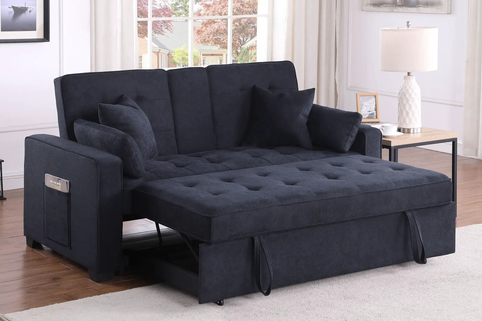 Cody II - 69.5"W Woven Fabric Convertible Sleeper Loveseat with Cup Holder by Unique Piece Furniture