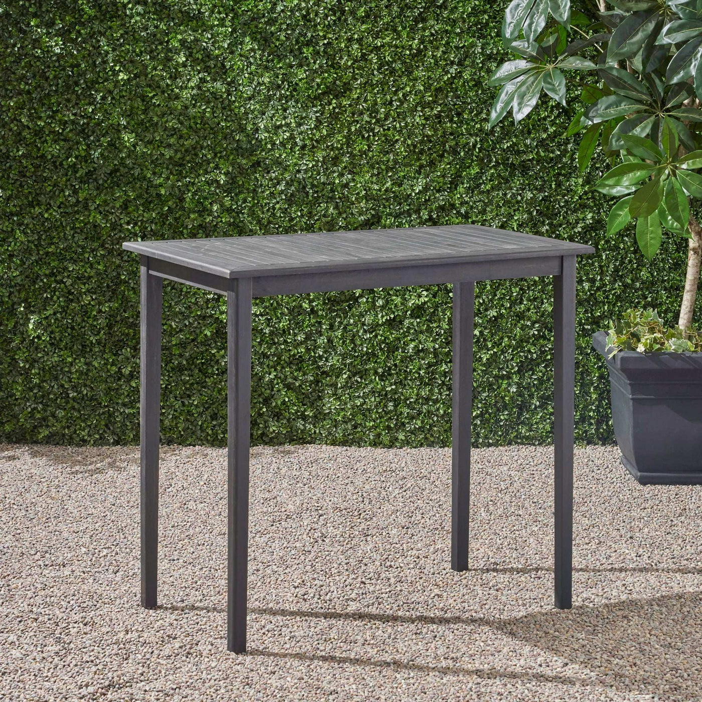 Outdoor Minimalist Acacia Wood Rectangle Bar Table by HouseOfZazla