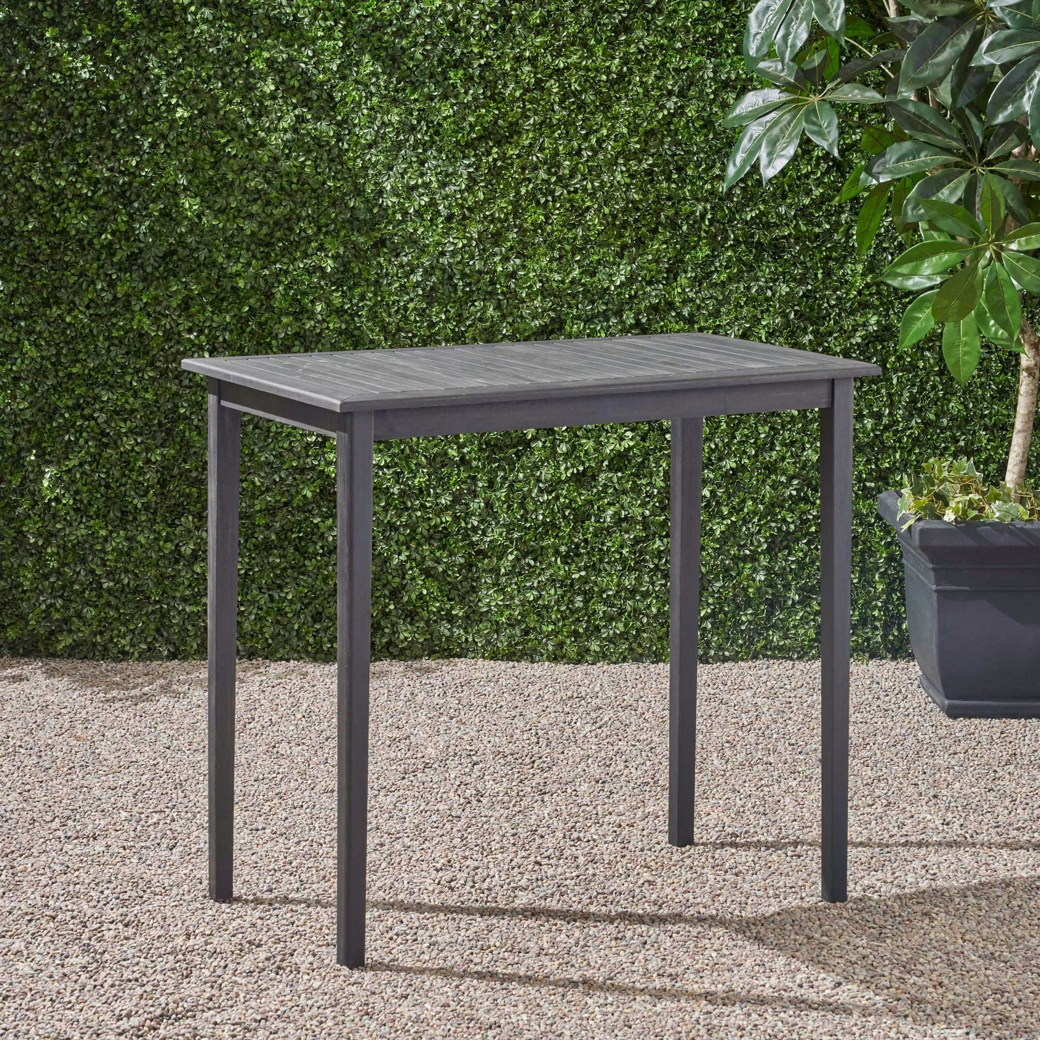 Outdoor Minimalist Acacia Wood Rectangle Bar Table by HouseOfZazla