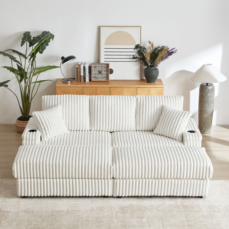 3 Seater Sofa With 2 Ottomans For Living Room by HouseOfZazla