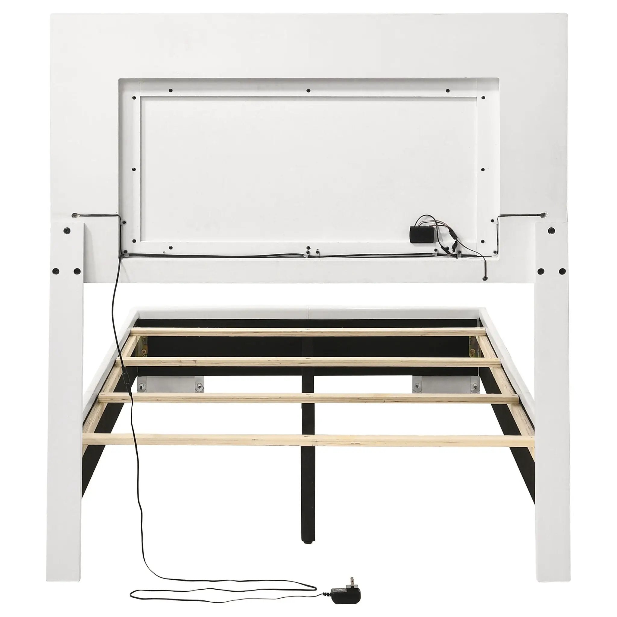 Felicity Wood Twin LED Panel Bed White High Gloss by Unique Piece Furniture