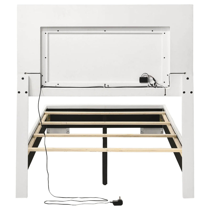 Felicity Wood Twin LED Panel Bed White High Gloss by Unique Piece Furniture