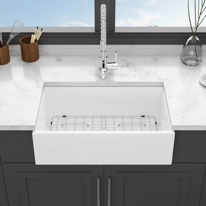 Farmhouse Sink, Apron-Front Porcelain Ceramic Single Bowl by HouseOfZazla