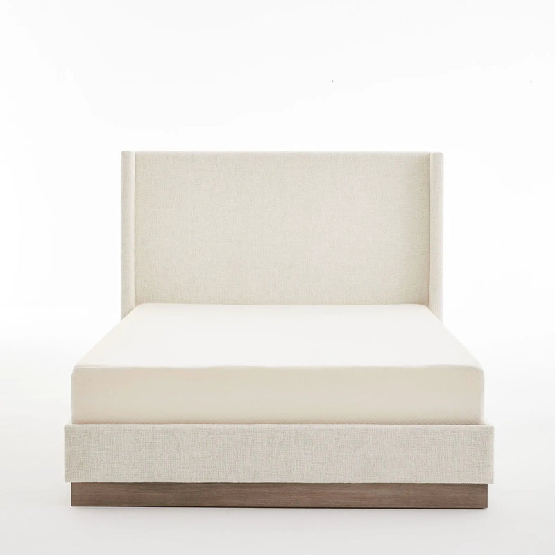 Hosford - Minimalist Upholstered Wingback Bed With Wood Base Platform