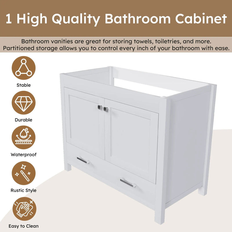 42" Bathroom Vanity Base With Doors And Drawer - White by Unique Piece Furniture