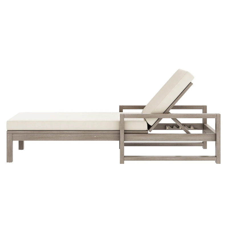 Outdoor Lounge Chairs, 5 Position Chaise Lounge With Adjustable Backrest (Set of 2) - Gray by HouseOfZazla