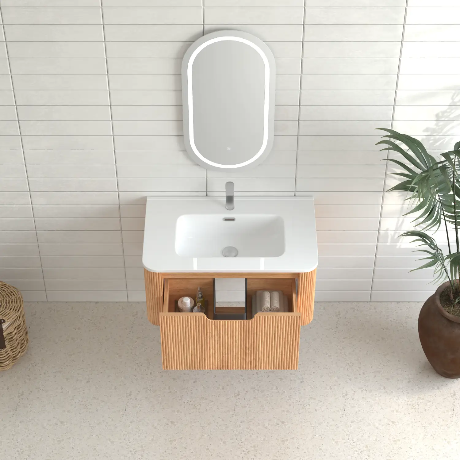 30-Inch Wall-Mounted Floating Solid Wood Bathroom Vanity by HouseOfZazla