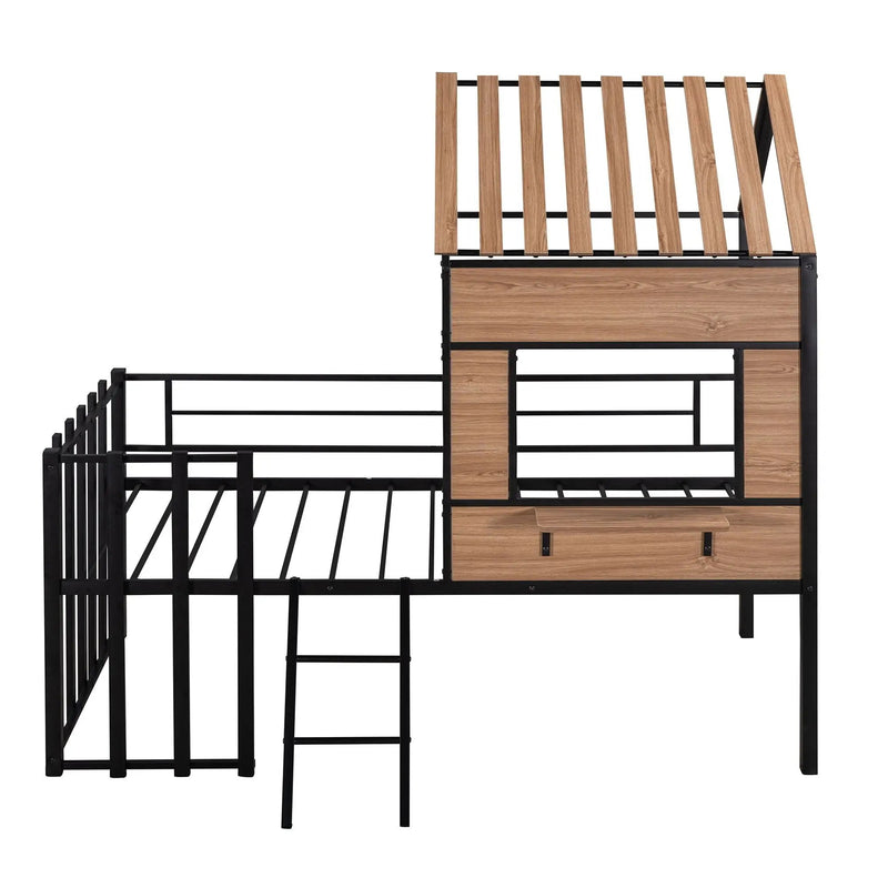 Loft Bed With Roof, Window, Guardrail, Ladder by HouseOfZazla
