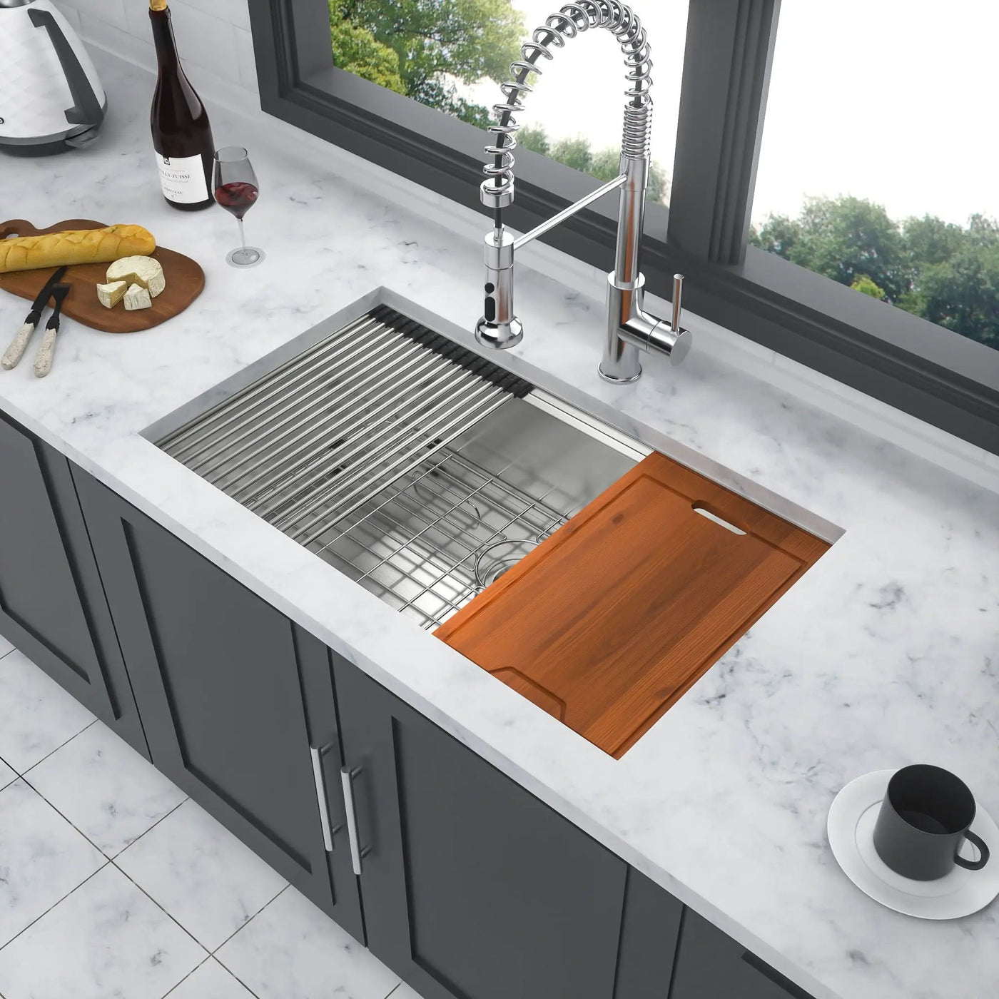 Undermount Workstation Kitchen Sink Stainless Steel Single Bowl by HouseOfZazla