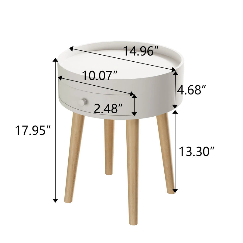 Nightstand With Storage Drawer, Bedside Table For Bedroom - White by Unique Piece Furniture