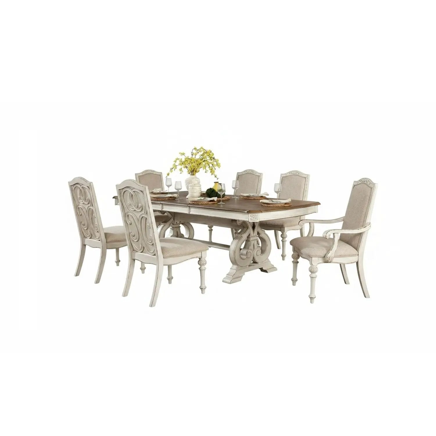 Rustic Dining Set With Table And Upholstered Chairs by Unique Piece Furniture