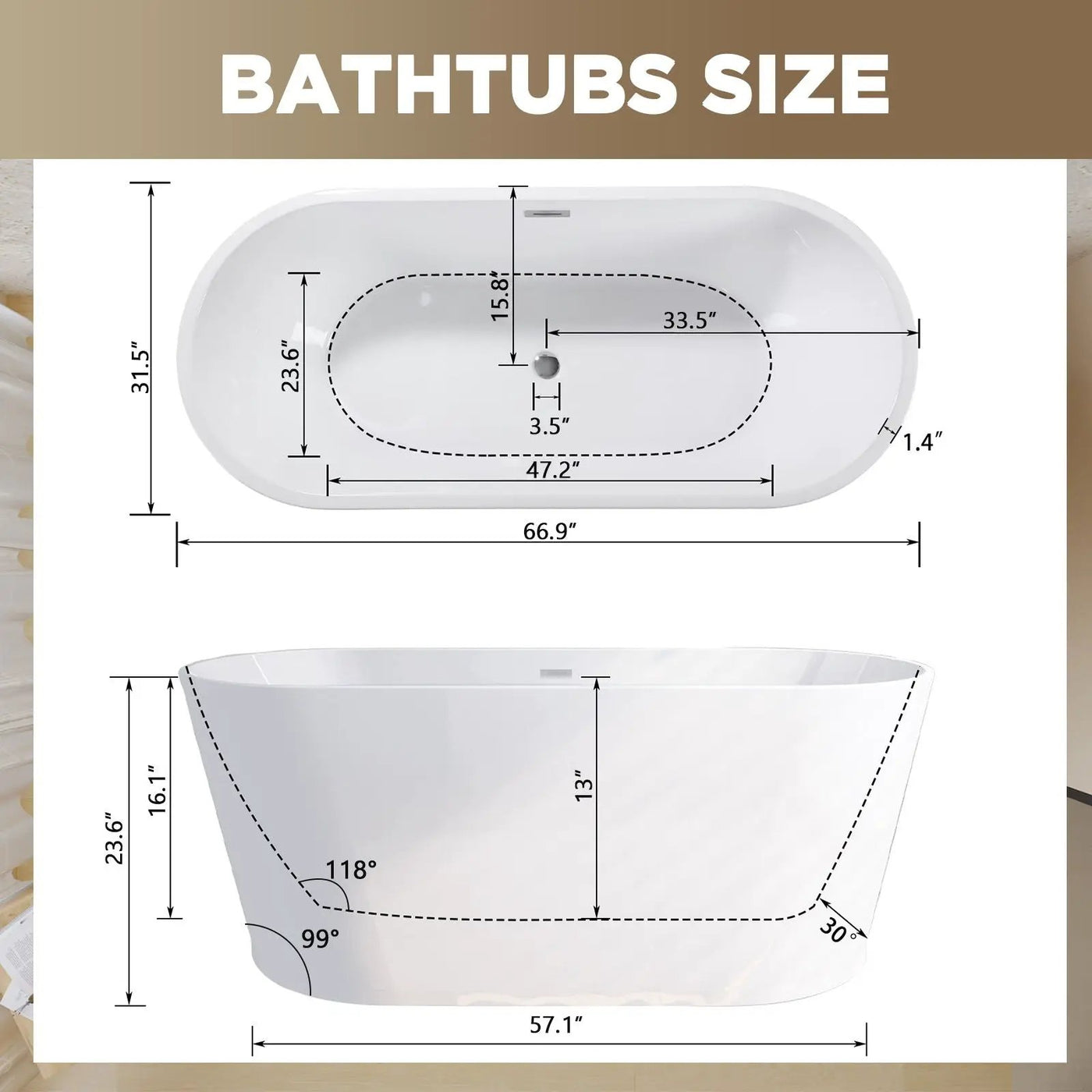 Glossy Freestanding Bathtub With Toe Tap Drain by HouseOfZazla