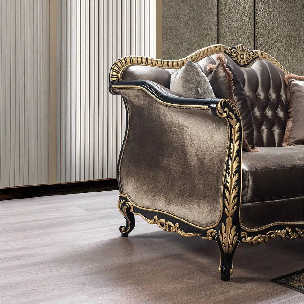 Betria - Loveseat With 4 Pillows - Light Green Velvet, Gold & Black High Gloss by Unique Piece Furniture