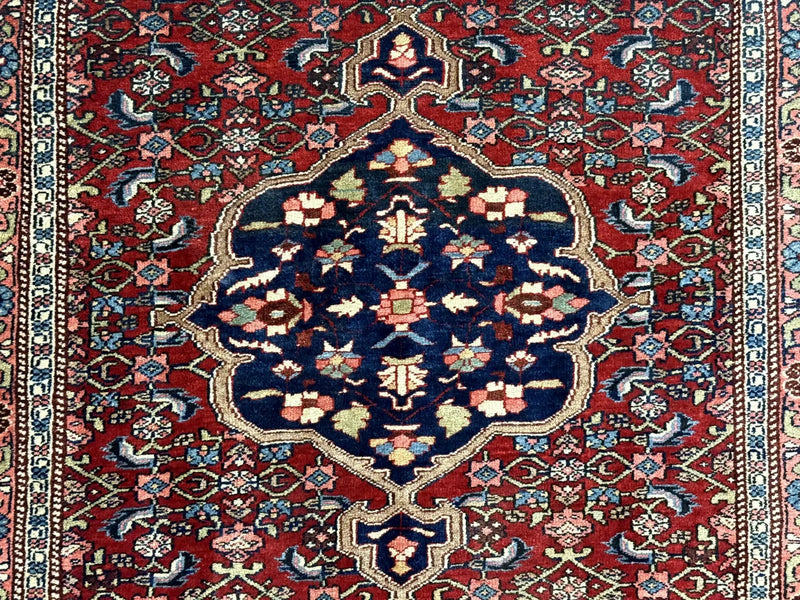 Persian Bidjar Rug 2.7 x 4, Red and Navy Blue, Small Persian Area Rug, Semi Antique by Jewel Rugs