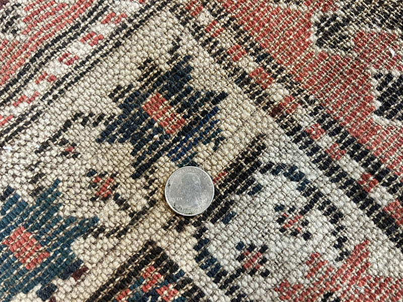 Antique Caucasian Kazak Runner Rug 4 x 9.5, Handmade Wool Rug for Hallway, Rare Colorful Panel Design Mid 19th Century 1870s Oriental Carpet by Jewel Rugs