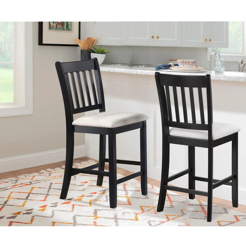 Transitional Rubberwood Dining Room Chairs (Set of 2) With Slatted Back - Black by HouseOfZazla
