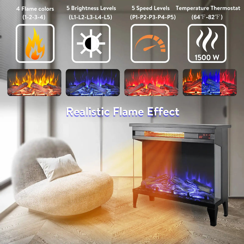 24 Inch Three-Sided Glass Electric Fireplace by HouseOfZazla