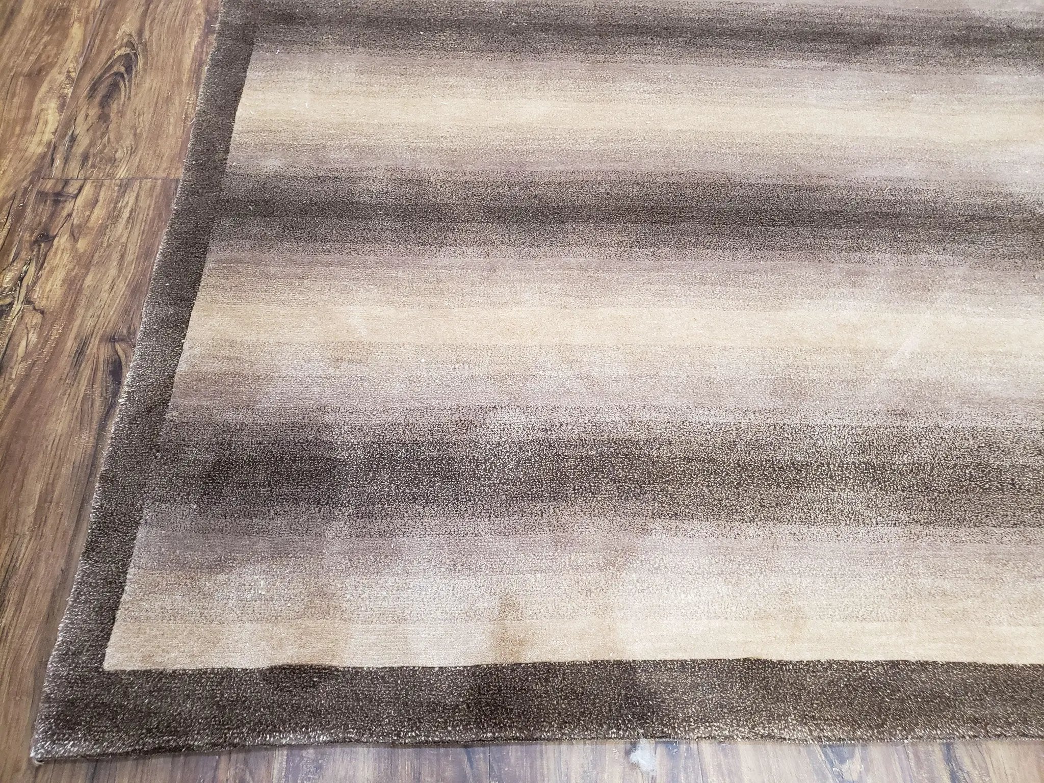 Vintage Safavieh Tibetan Indian Rug 6x9, Nepal Rug, Handmade, Striped Rug, Brown & Beige, 6x9 Oriental Carpet, Wool, Soft by Jewel Rugs