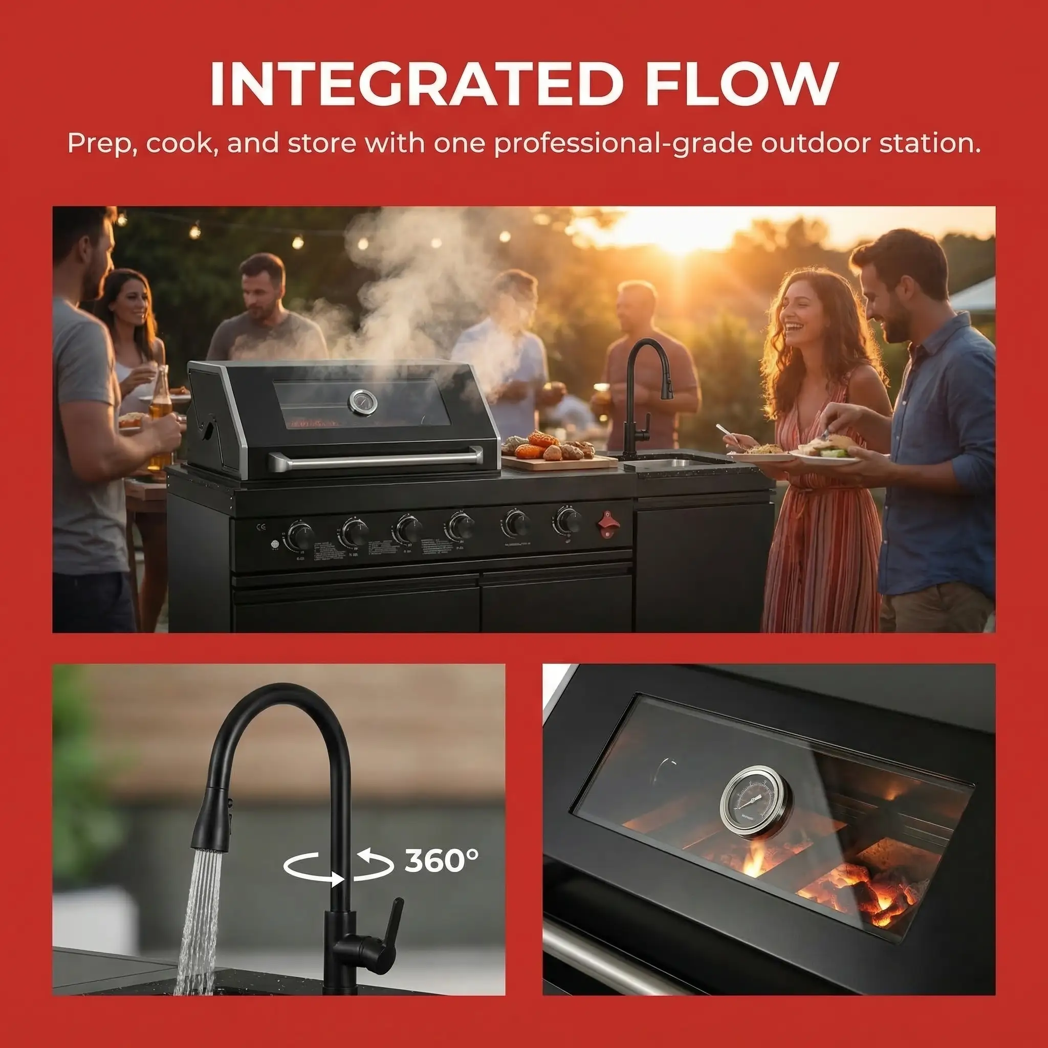 65.4-Inch Deluxe Stainless Steel Propane Gas Outdoor Kitchen Grill by HouseOfZazla