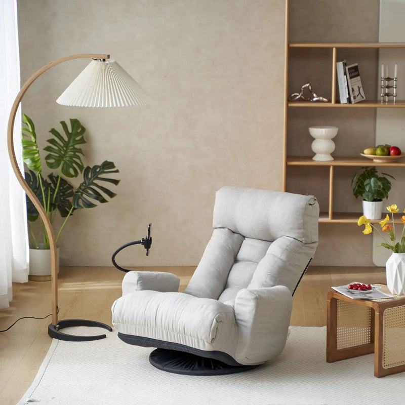 Adjustable Swivel Lounge Chair With 360 Degree Rotating Seat And Headrest Support by Unique Piece Furniture