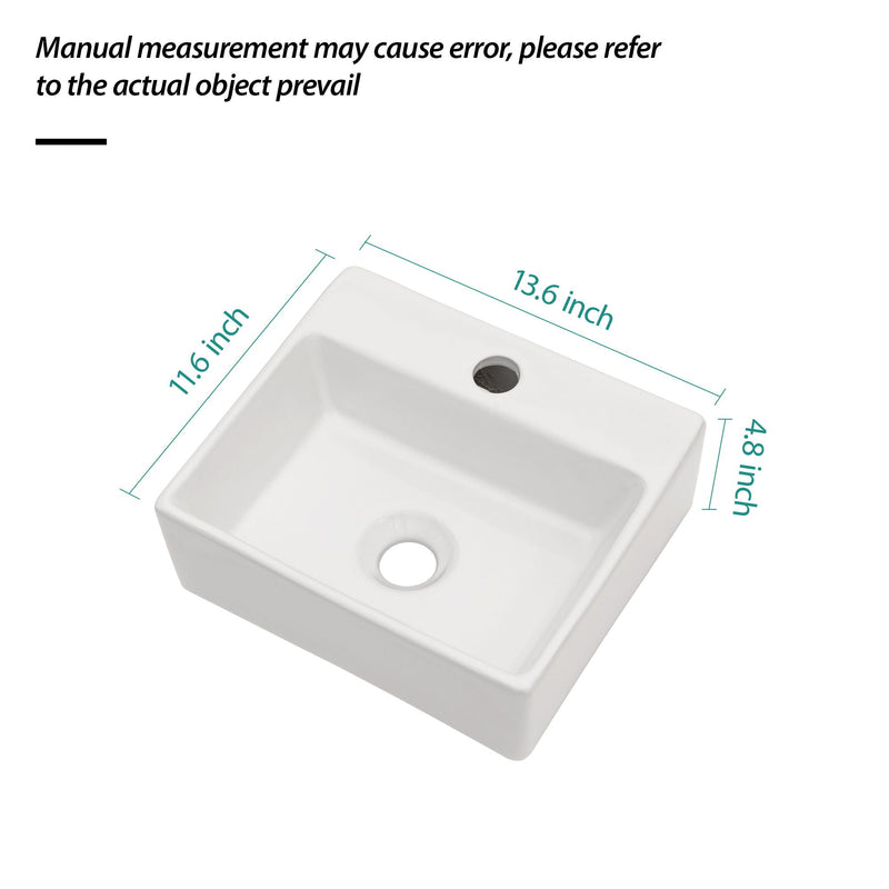 Ceramic Rectangle Wall Mount Bathroom Sink With Single Faucet Hole by HouseOfZazla