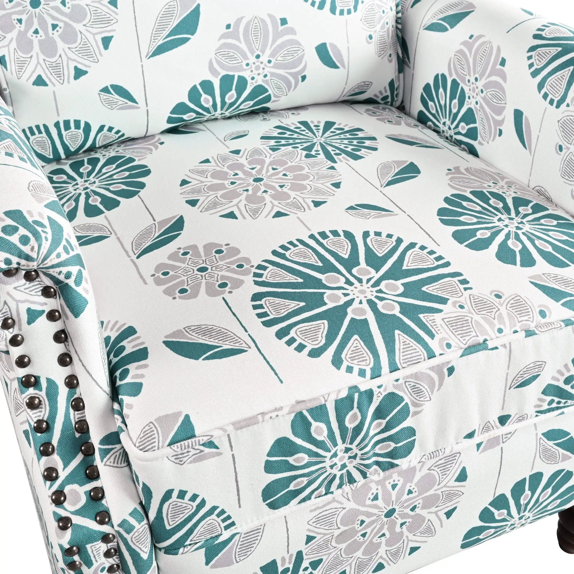 Push Back Recliner Chair Upholstered With Classic Wing Back And Solid Gourd-Shaped Legs