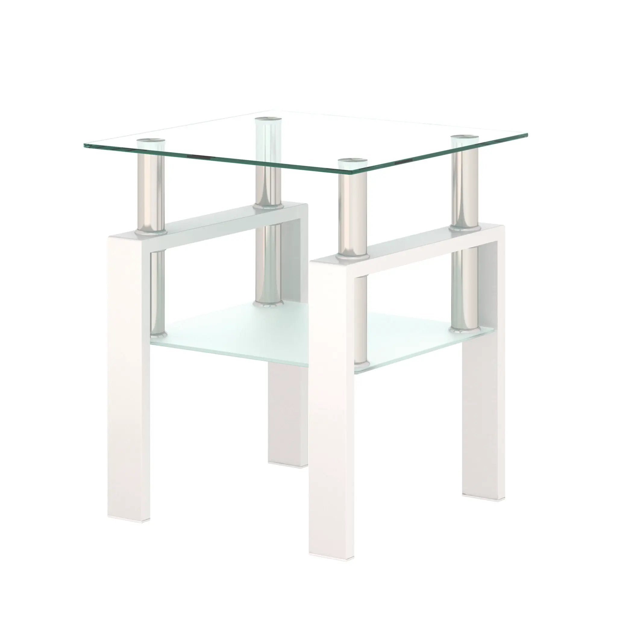 Modern Tempered Glass Tea Table, End Square Table For Living Room by Unique Piece Furniture