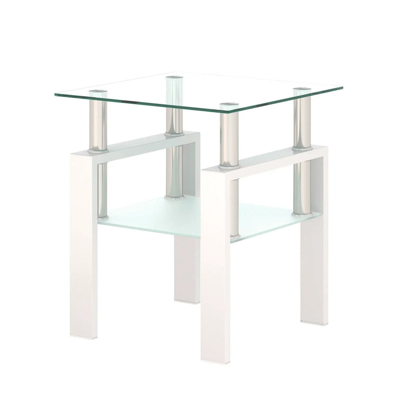 Modern Tempered Glass Tea Table, End Square Table For Living Room by Unique Piece Furniture