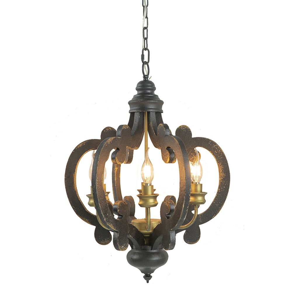 Farmhouse Chandelier, 6 Light Wood Chandelier Pendant Light Fixture With Adjustable Chain For Dining Room Living Room Entryway, Bulb Not Included, photo 31 of 35