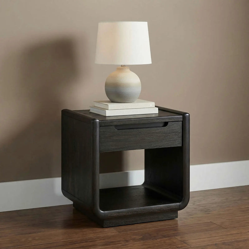 Leandro 1-drawer Wood Occasional Side End Table Burnished Black by Unique Piece Furniture