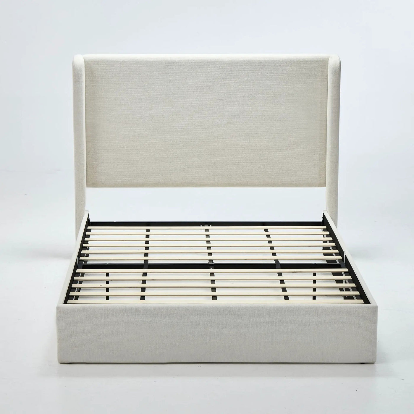Carmen - Minimalist Upholstered Wingback Bed Frame With High Headboard by HouseOfZazla