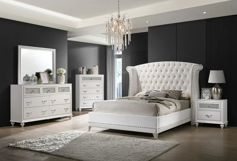 Barzini Upholstered California King Wingback Bed White by Unique Piece Furniture