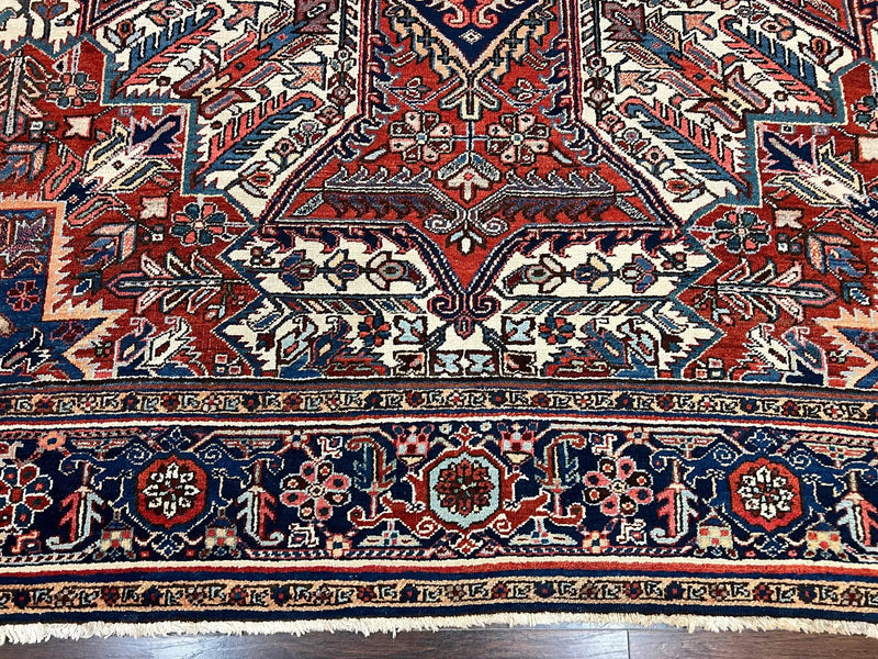 Antique Persian Heriz Rug – 11x16 Palace Size, Geometric Medallion, 1920s by Jewel Rugs
