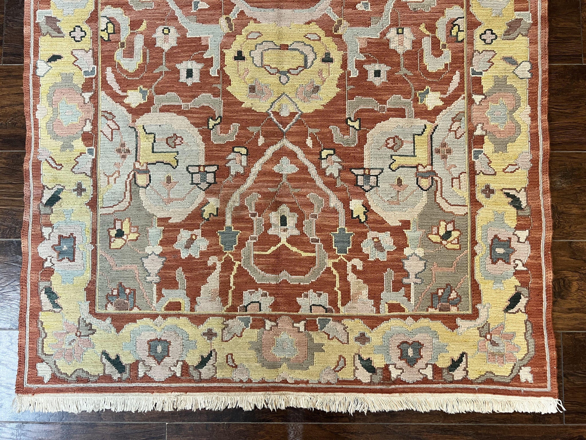 Turkish Flatweave Kilim Rug 4x6, Geometric Wool Handmade Carpet, Vintage by Jewel Rugs