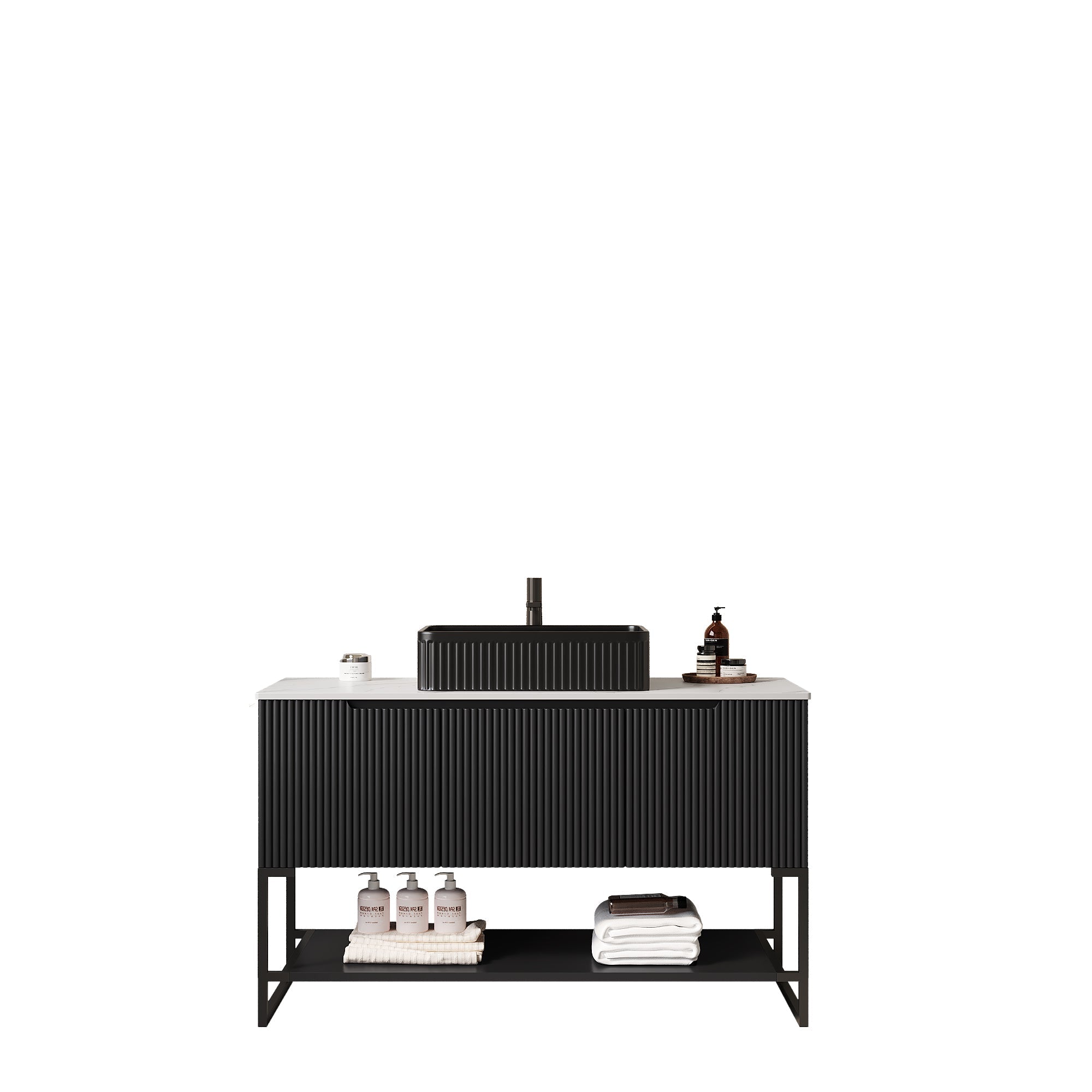 Tulio 48" Bathroom Vanity & Sink with 3 Doors and Open Shelf by HouseOfZazla