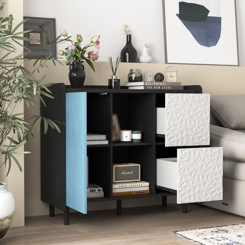 Modern Sideboard Buffet Cabinet With Doors And Unique Panel Styling by HouseOfZazla