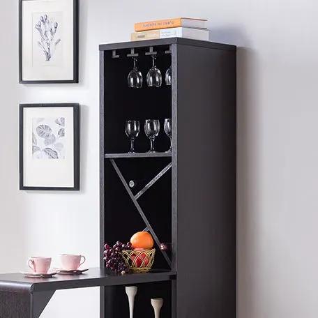 Bar Cabinet, Extended Table Kitchen Cabinet With Wine Bottle Compartment & Open Shelving - Red Cocoa by HouseOfZazla
