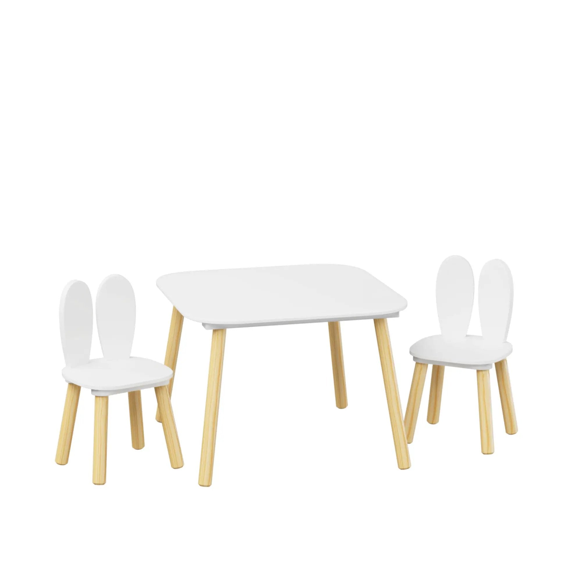 Rabbit Themed Table And 2 Chairs Set - White by HouseOfZazla