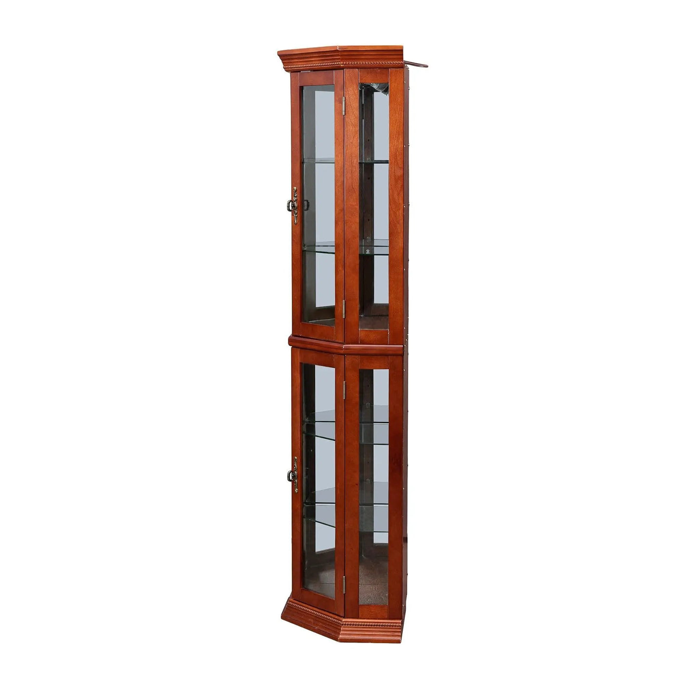 Corner Curio Cabinet With Lights, Adjustable Tempered Glass Shelves, Mirrored Back, Display Cabinet (E26 Light Bulb Not Included) by HouseOfZazla